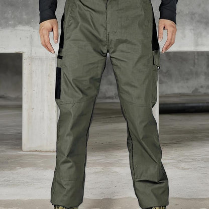 KZZ Men's Solid Print Pocket Zipper Waterproof Tactical Work Pants