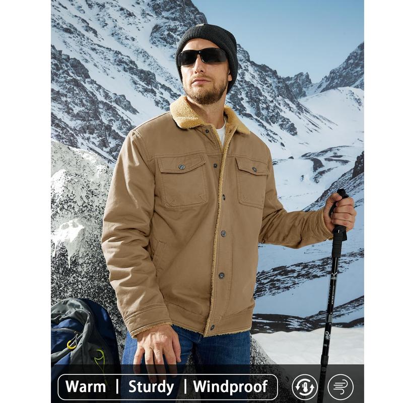 KZZ Men's Winter Jacket, Multi-Pocket Casual Collar Men's Top