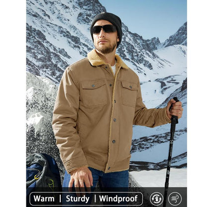 KZZ Men's Winter Jacket, Multi-Pocket Casual Collar Men's Top