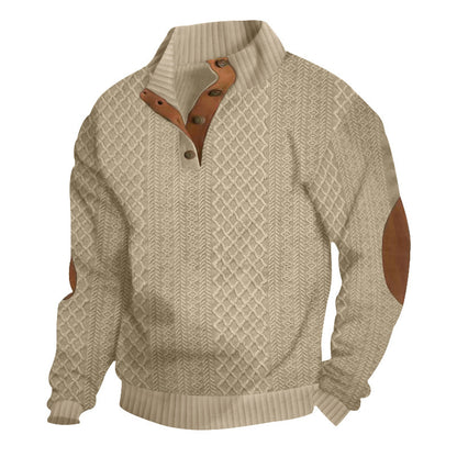KZZ Men's Colorblock Jacquard Button-Front Sweatshirt