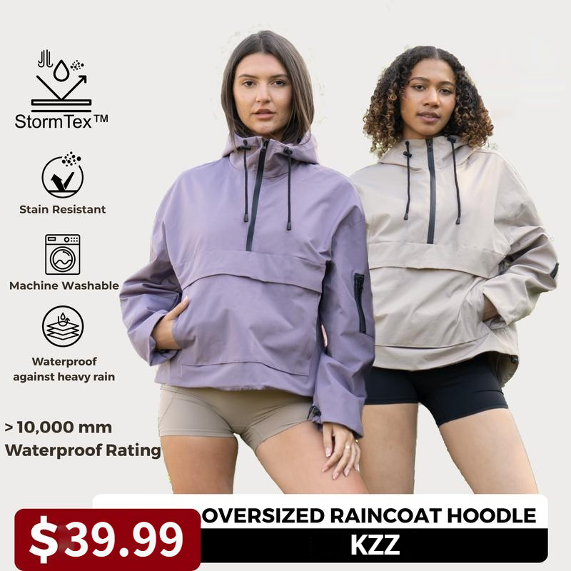 KZZ waterproof oversized autumn hoodie jacket warm semi-zipper jacket can be worn in daily seasons