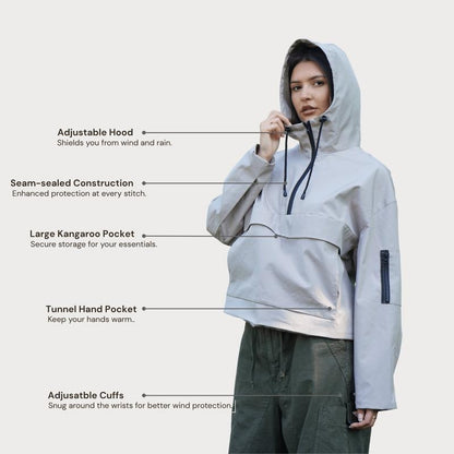 KZZ waterproof oversized autumn hoodie jacket warm semi-zipper jacket can be worn in daily seasons