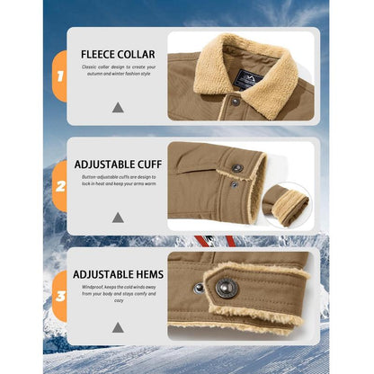KZZ Men's Winter Jacket, Multi-Pocket Casual Collar Men's Top