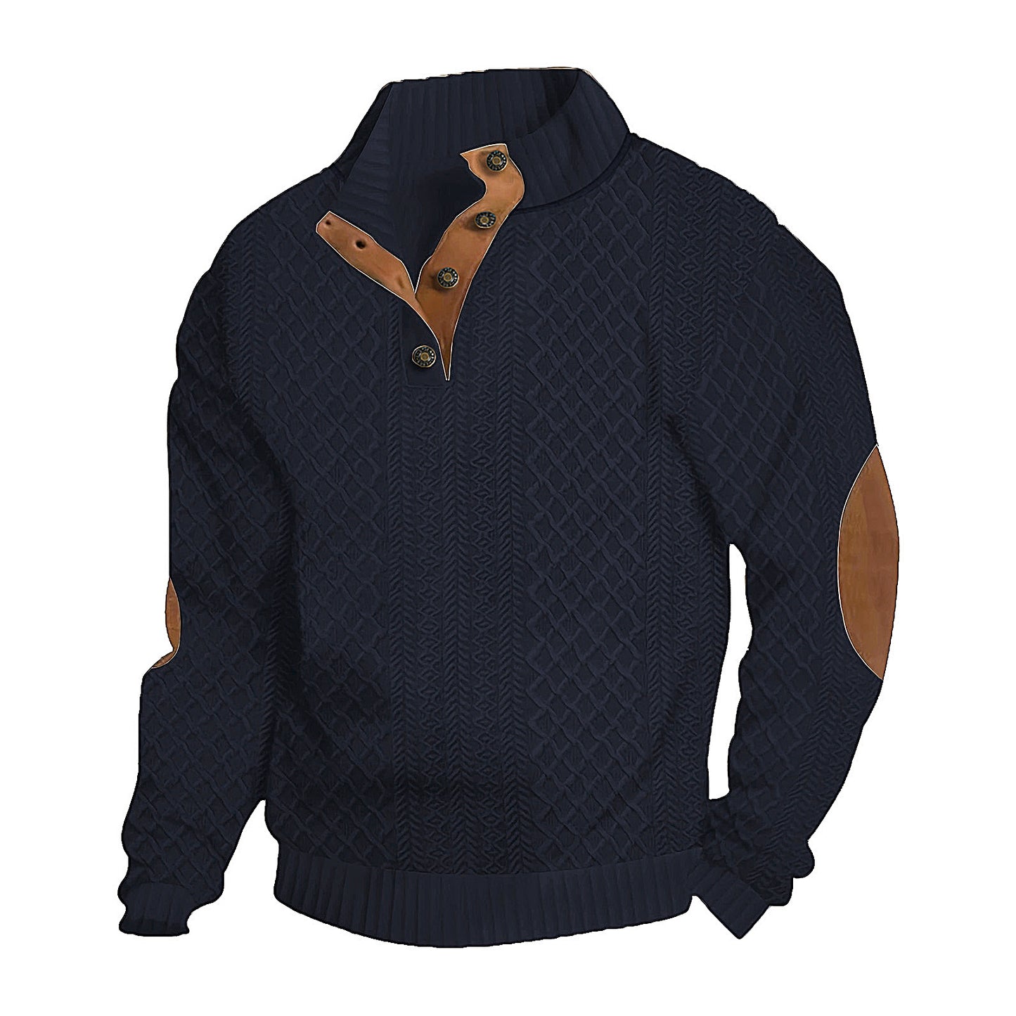 KZZ Men's Colorblock Jacquard Button-Front Sweatshirt