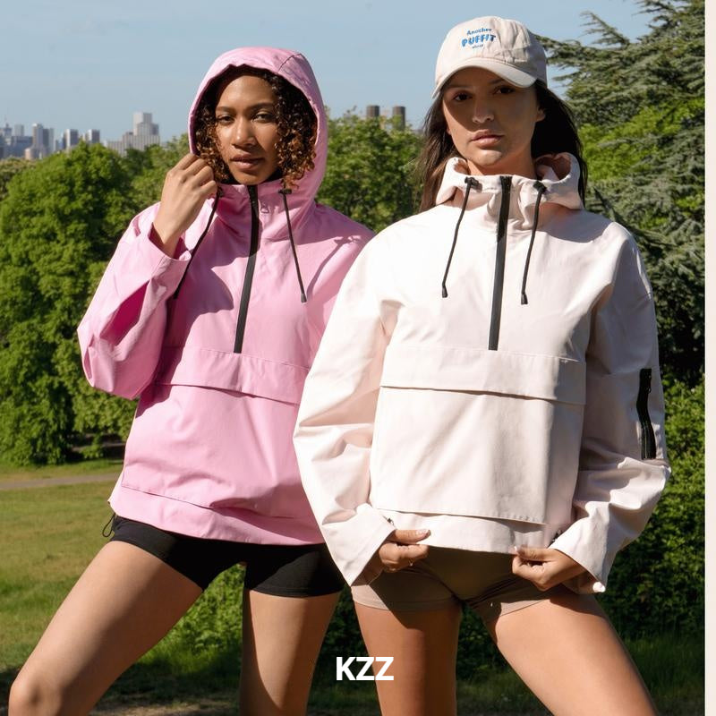 KZZ waterproof oversized autumn hoodie jacket warm semi-zipper jacket can be worn in daily seasons