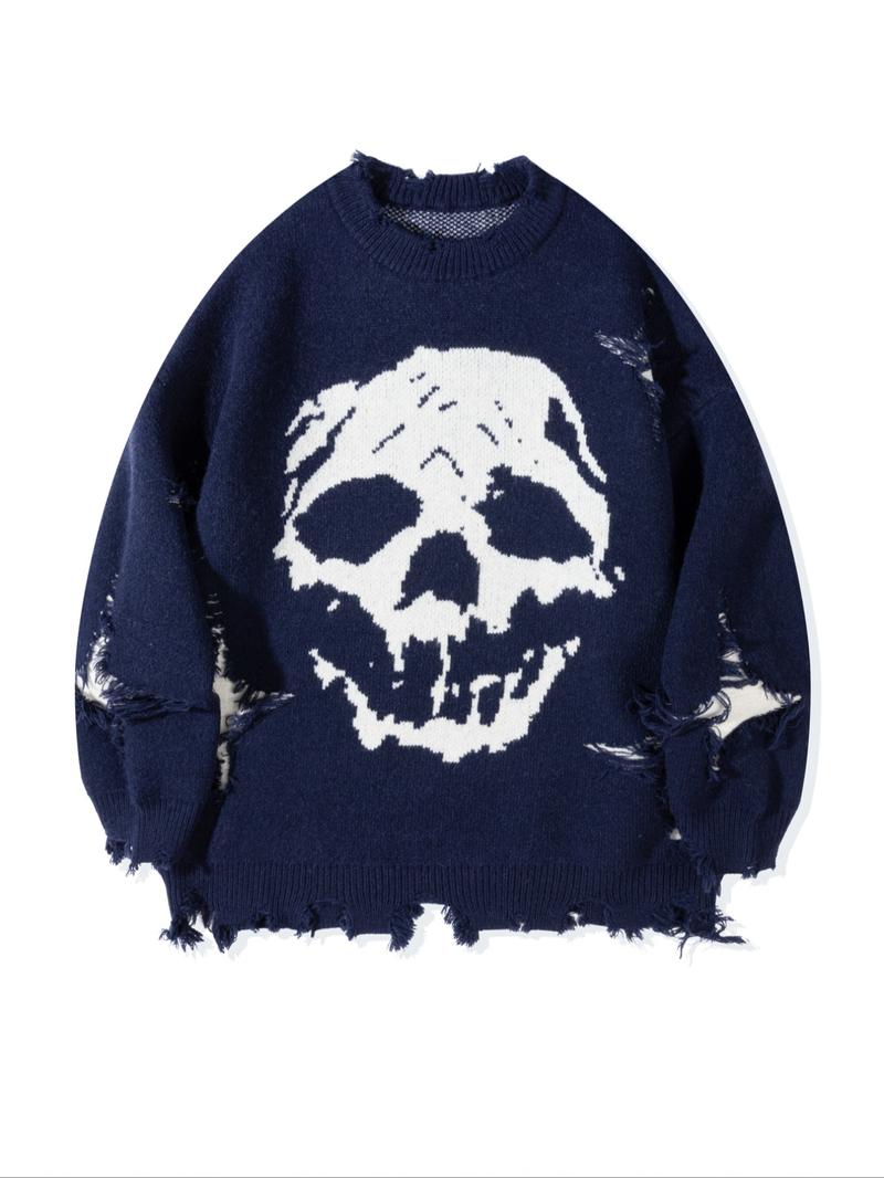 KZZ men's loose casual street soft and comfortable long-sleeved round neck knitted top