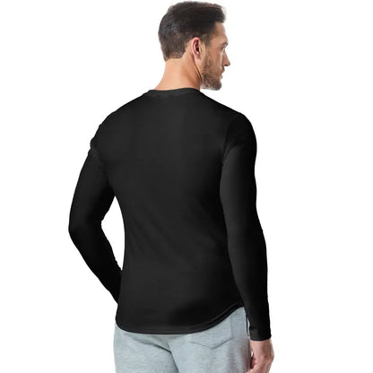 KZZ Men's Solid Casual Shirt Slim Fit T-Shirt, V-Neck Long Ribbed T-Shirt