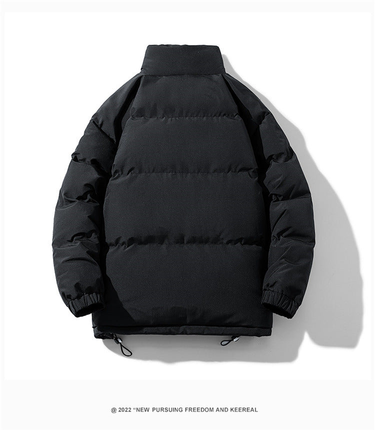 KZZ Solid Thickened Zipper Drawstring Cotton Jacket, Cold Weather Gear