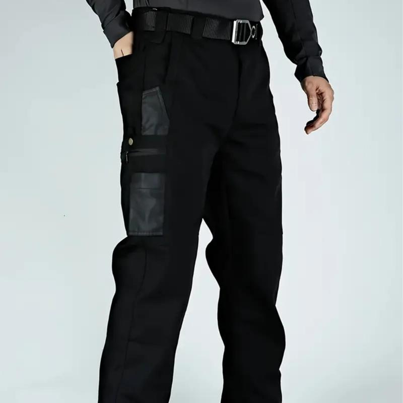 KZZ Men's Solid Print Pocket Zipper Waterproof Tactical Work Pants