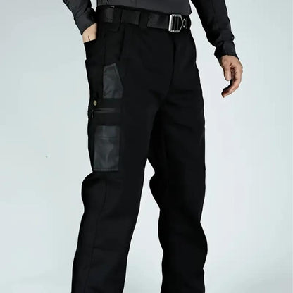 KZZ Men's Solid Print Pocket Zipper Waterproof Tactical Work Pants