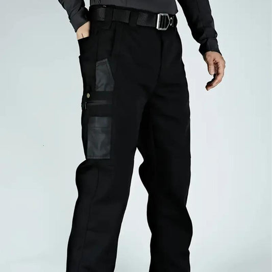 KZZ Men's Solid Print Pocket Zipper Waterproof Tactical Work Pants