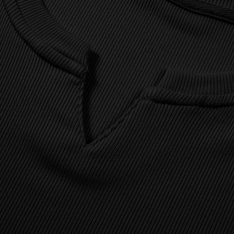 KZZ Men's Solid Casual Shirt Slim Fit T-Shirt, V-Neck Long Ribbed T-Shirt