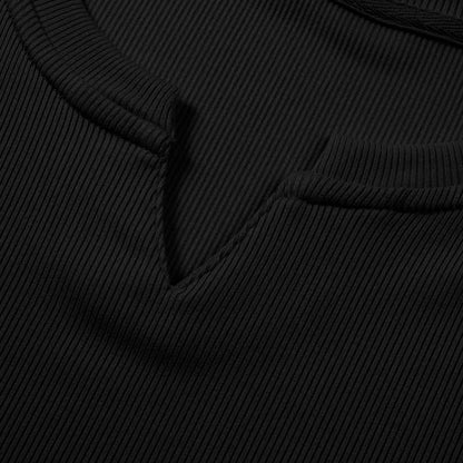 KZZ Men's Solid Casual Shirt Slim Fit T-Shirt, V-Neck Long Ribbed T-Shirt