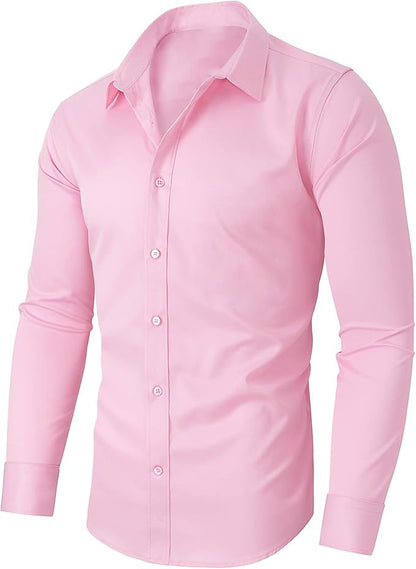 KZZ Men's Super Stretch Dress Shirt, Quick-Drying, Breathable and Wrinkle-Resistant