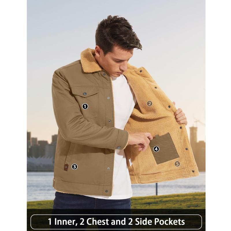 KZZ Men's Winter Jacket, Multi-Pocket Casual Collar Men's Top