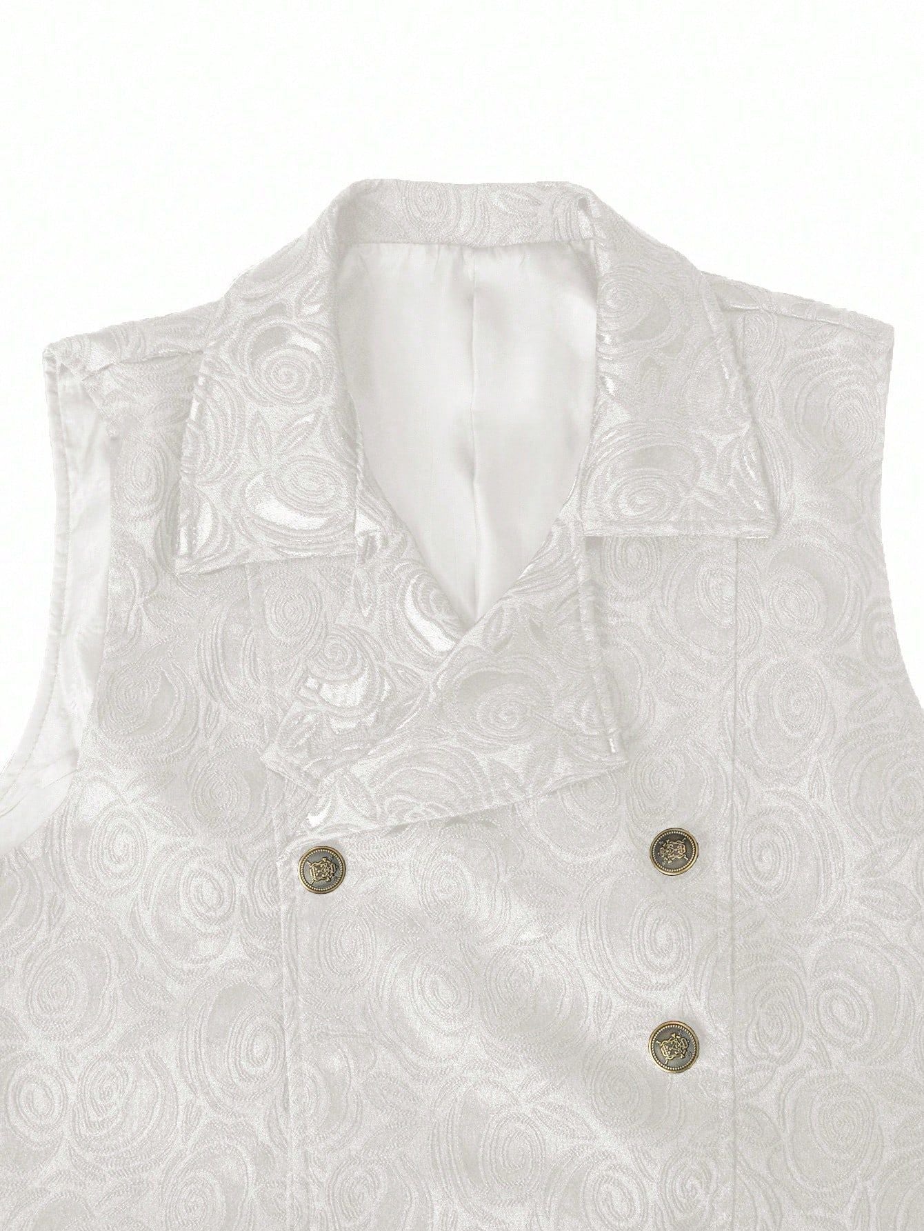 KZZ Men's Solid-Color Double-Breasted Suit Vest