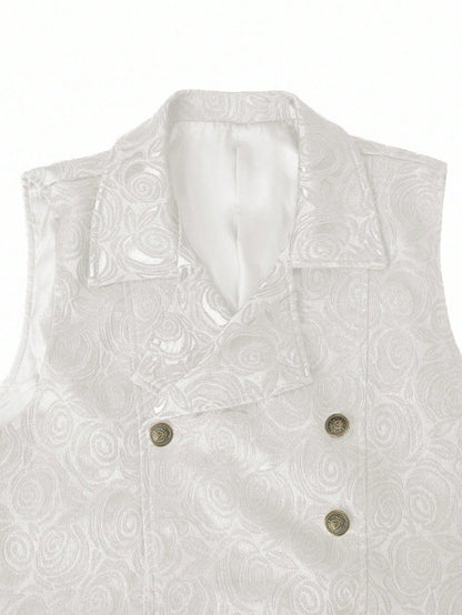 KZZ Men's Solid-Color Double-Breasted Suit Vest