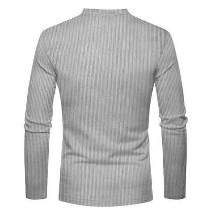 KZZ Men's Regular Fit Patchwork Print Half Button Thermal Lined Henry Collar Shirt