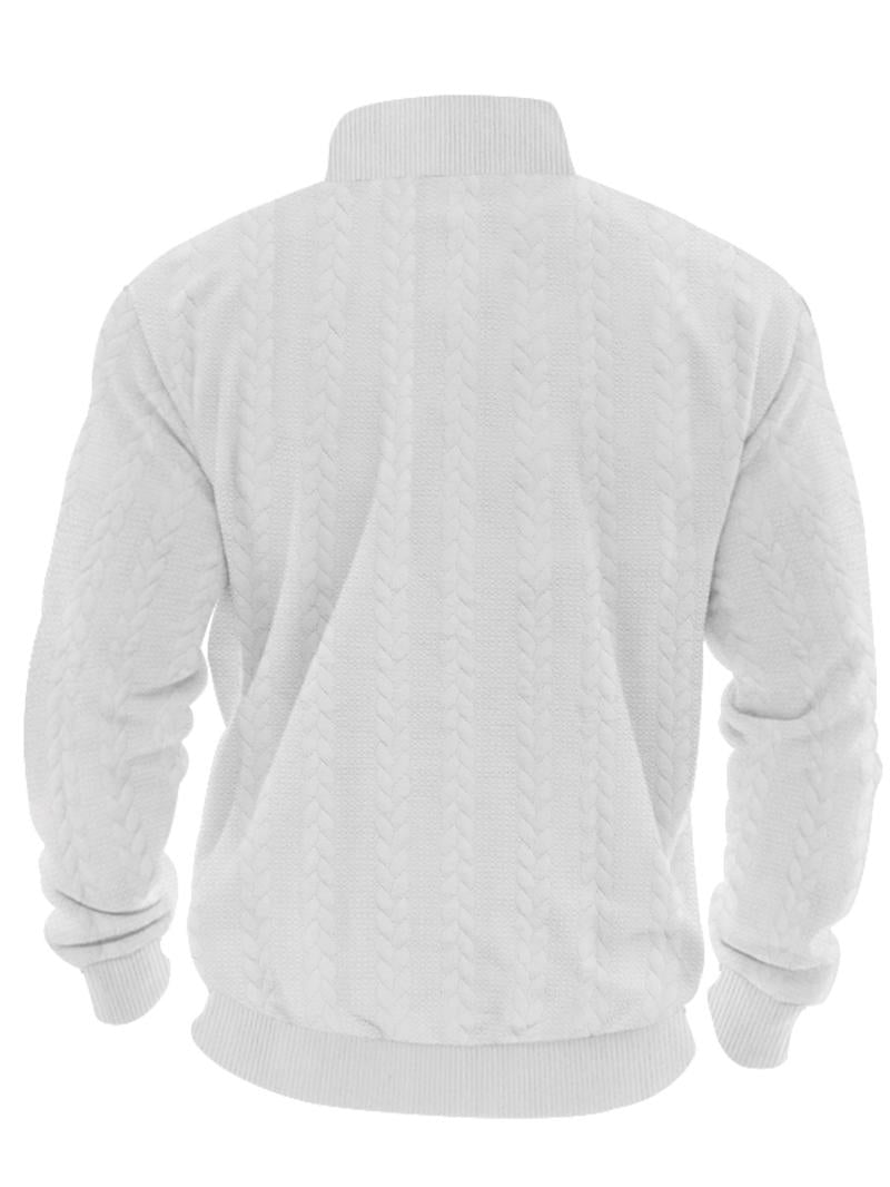 KZZ Men's Solid Zip Up Drop Shoulder Sweatshirt