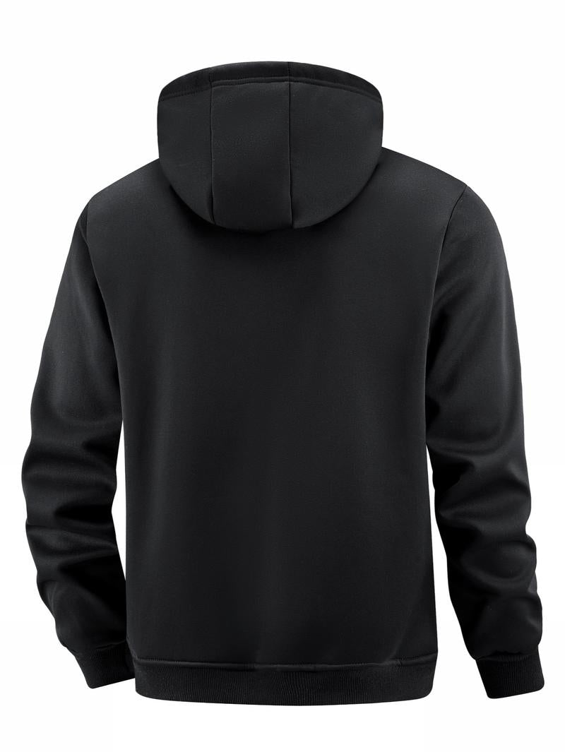 KZZ Men's winter hooded jacket, multi-pocket casual lapel men's top