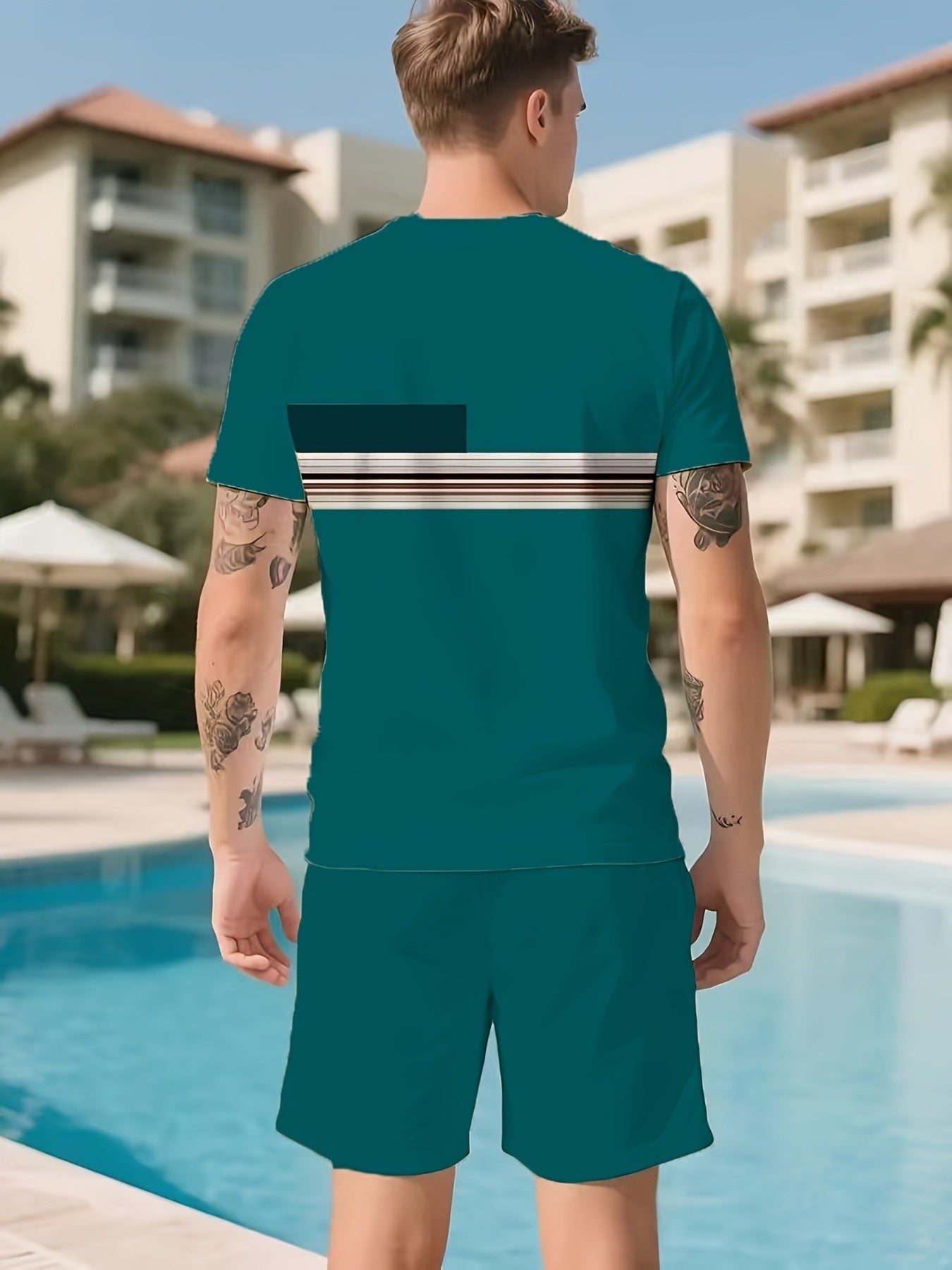 KZZ Men's short-sleeved shorts suit