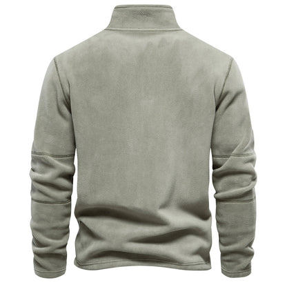 KZZ Men's Solid Half Zip Funnel Neck Polar Fleece Sweatshirt