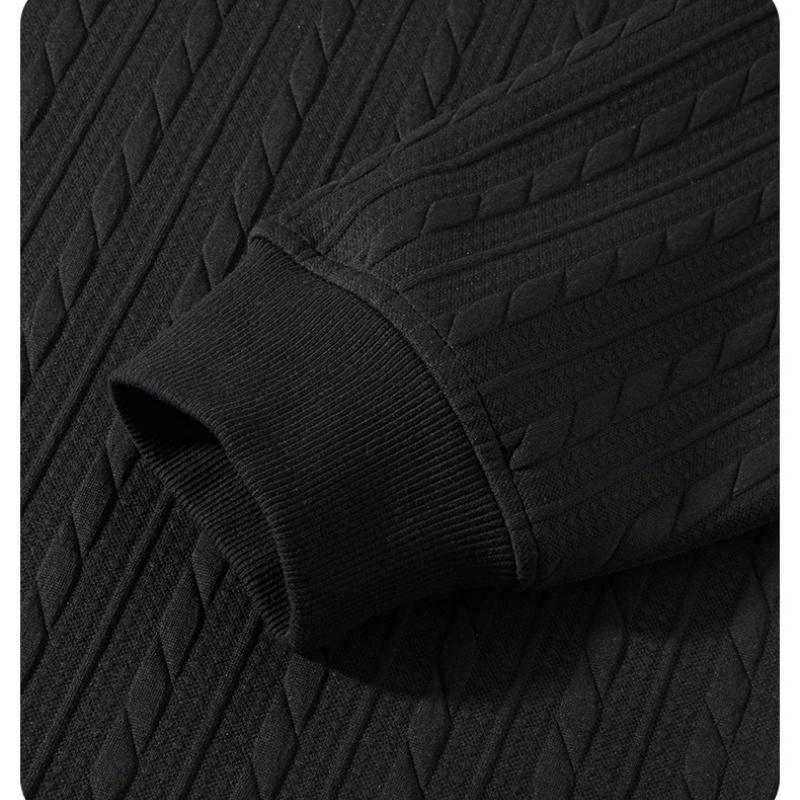 KZZ Men's Cable Knit Pattern Round Neck Sweatshirt