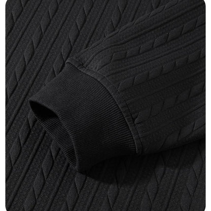 KZZ Men's Cable Knit Pattern Round Neck Sweatshirt