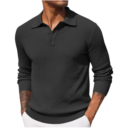 KZZ Fall Outfits Soft Menswear Knit Polo Shirts