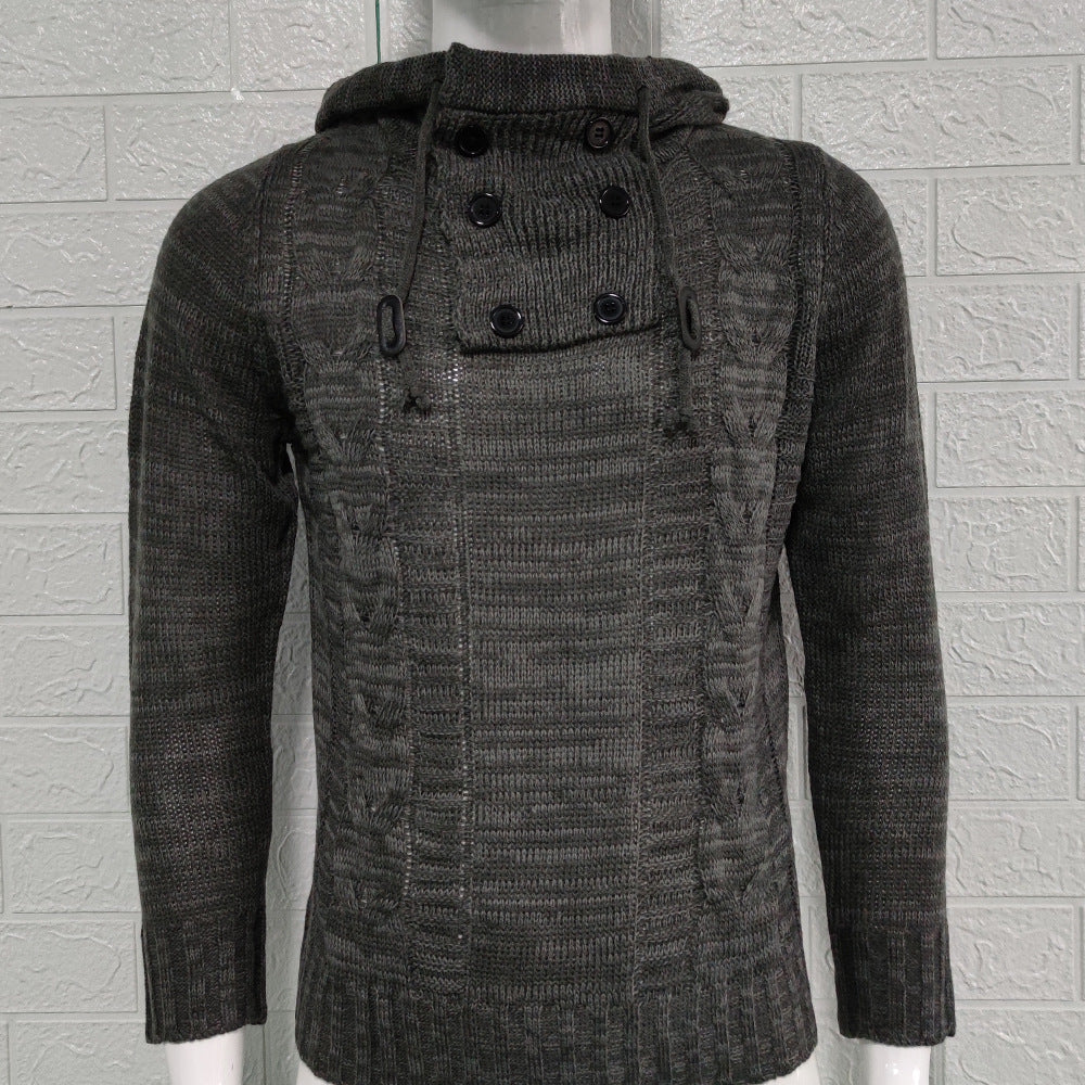 KZZ Autumn Men's Knitted Hoodie Pullover