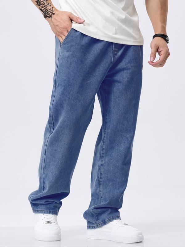 KZZ Men's Regular Fit Patched Drawstring Waist Jeans