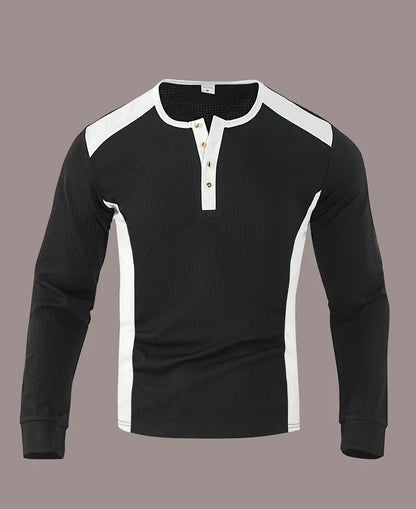 KZZ Men's Patchwork Henry Shirt