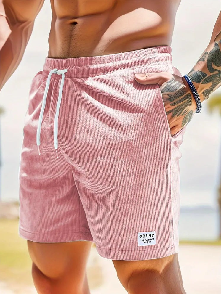 KZZ Men's Letter Patchwork Print Pocket Shorts