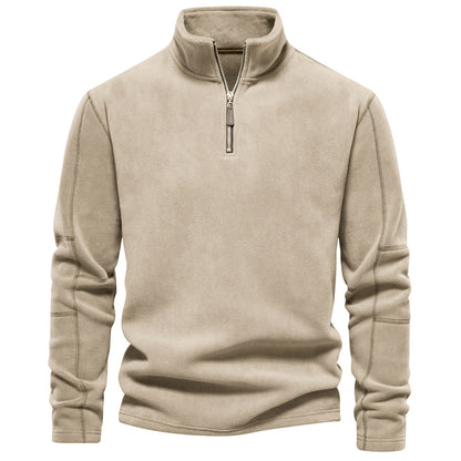 KZZ Men's Solid Half Zip Funnel Neck Polar Fleece Sweatshirt