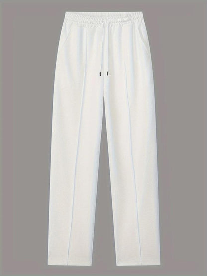 KZZ Men's solid color checkered casual suit, including long sleeved collar shirt and drawstring pants