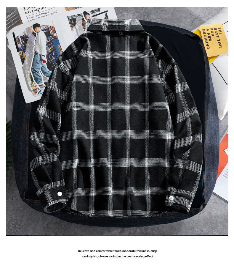 KZZ Casual Vintage Plaid Long Sleeve Shirt