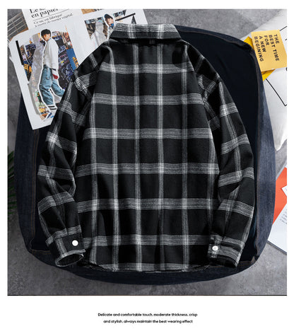 KZZ Casual Vintage Plaid Long Sleeve Shirt