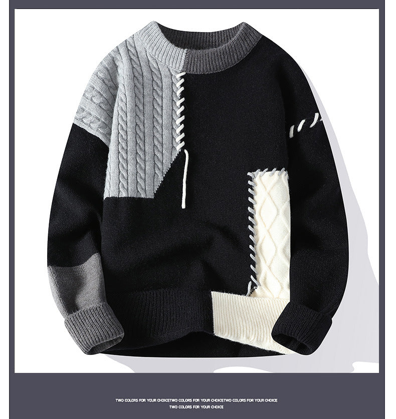 KZZ Round neck sweater for men, autumn and winter fashion,versatile, casual, and warm knitted sweater