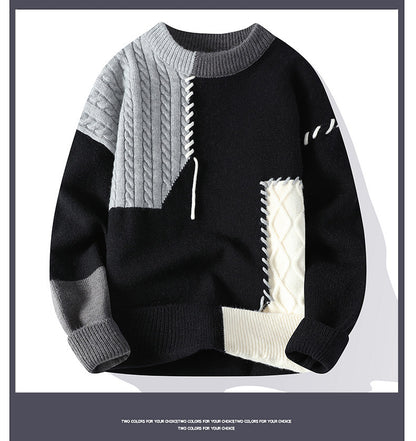 KZZ Round neck sweater for men, autumn and winter fashion,versatile, casual, and warm knitted sweater