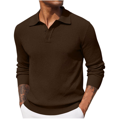 KZZ Fall Outfits Soft Menswear Knit Polo Shirts