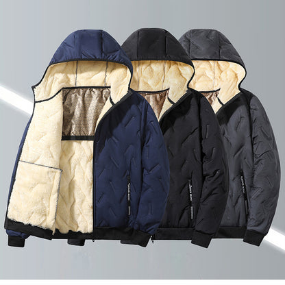 KZZ Men's Winter Warm Jacket with Fleece Lining Polyester Fiber Material Coats