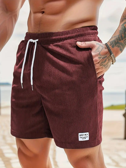 KZZ Men's Letter Patchwork Print Pocket Shorts