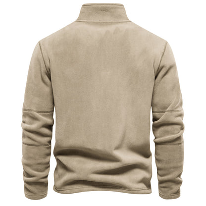 KZZ Men's Solid Half Zip Funnel Neck Polar Fleece Sweatshirt