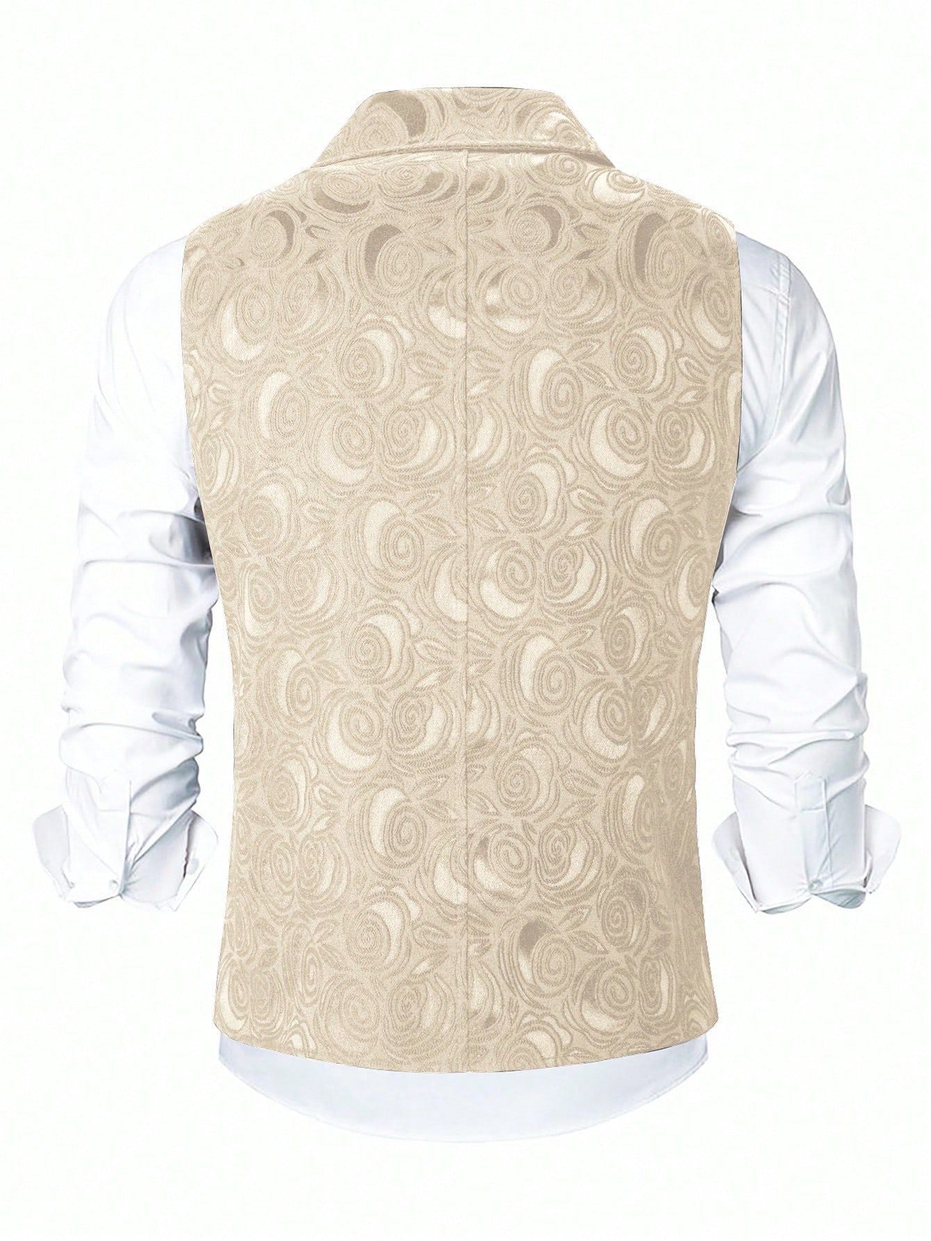 KZZ Men's Solid-Color Double-Breasted Suit Vest