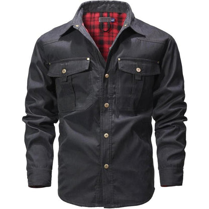 KZZ Men's Flannel Lined Shacket Jacket Plaid Brushed Lining Cowboy Western