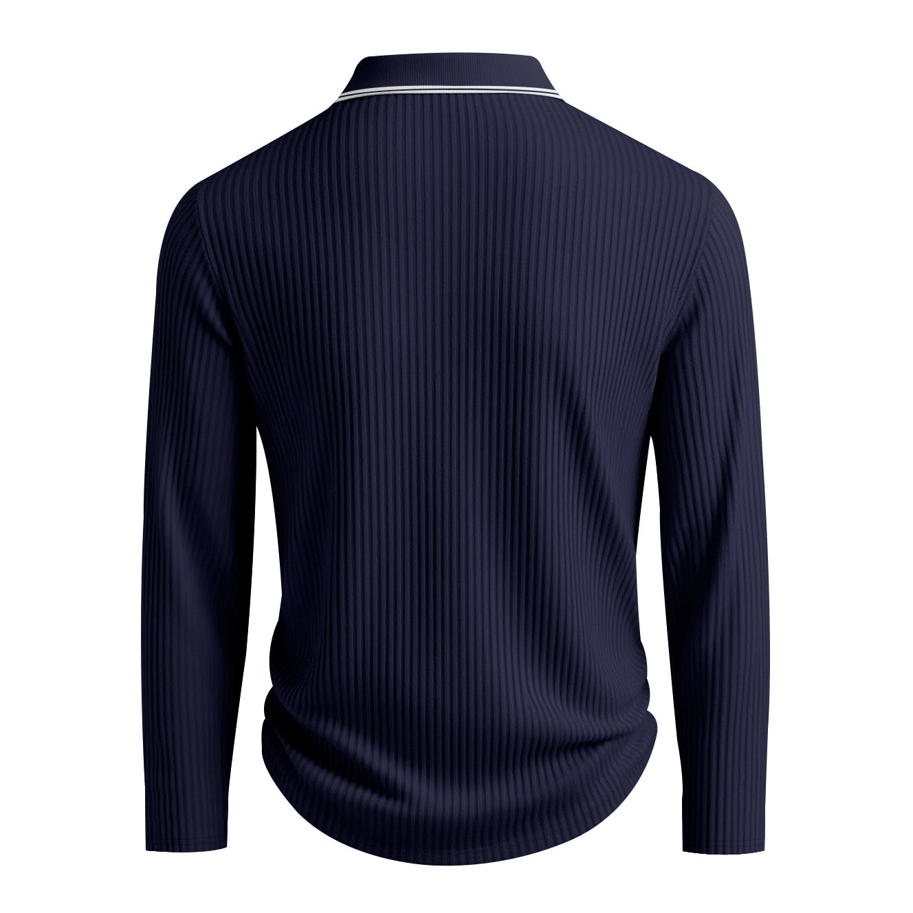 KZZ Men's Long Sleeve Polo Shirt Jacquard Fabric Collared Top