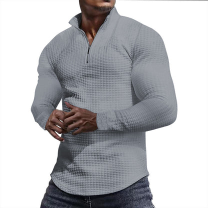 KZZ Men's Regular Fit Plain Half Zip Up Sweatshirt