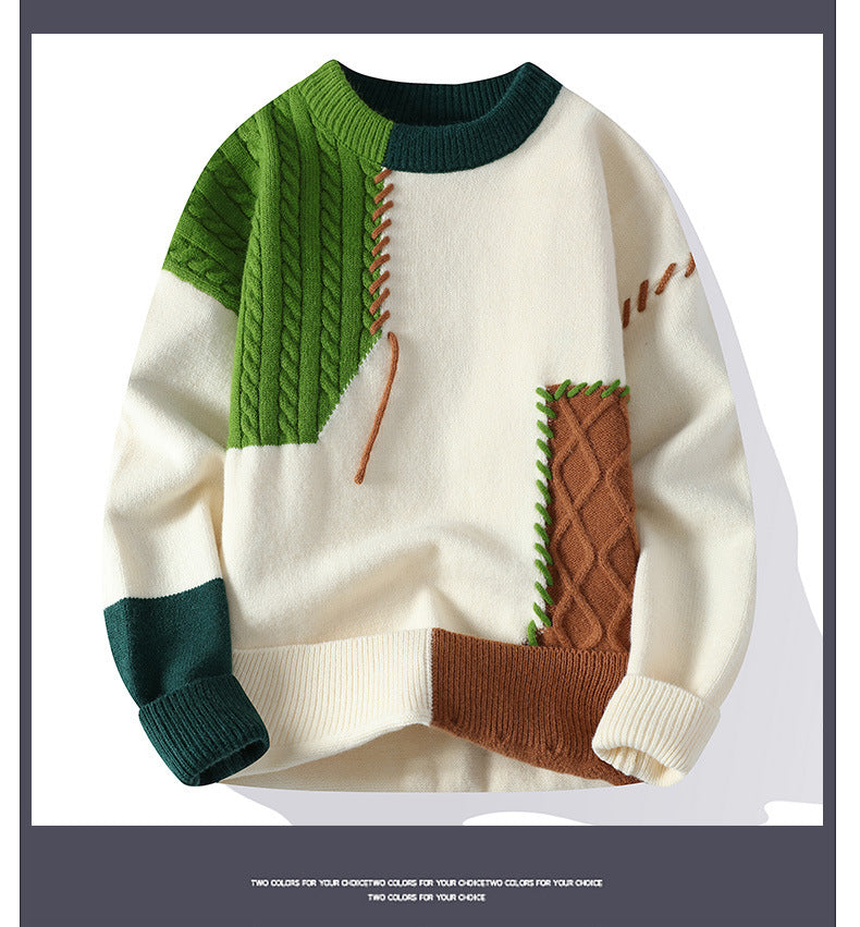 KZZ Round neck sweater for men, autumn and winter fashion,versatile, casual, and warm knitted sweater