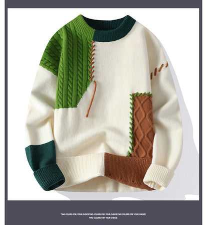 KZZ Round neck sweater for men, autumn and winter fashion,versatile, casual, and warm knitted sweater