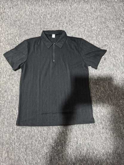 KZZ Retro loose textured knit polo shirt for men